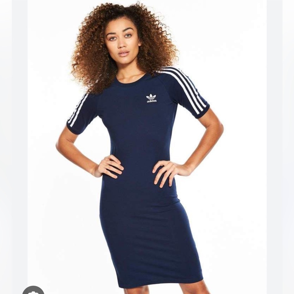 Adidas Adicolour 3 stripe mini dress in Navy Women’s US Small